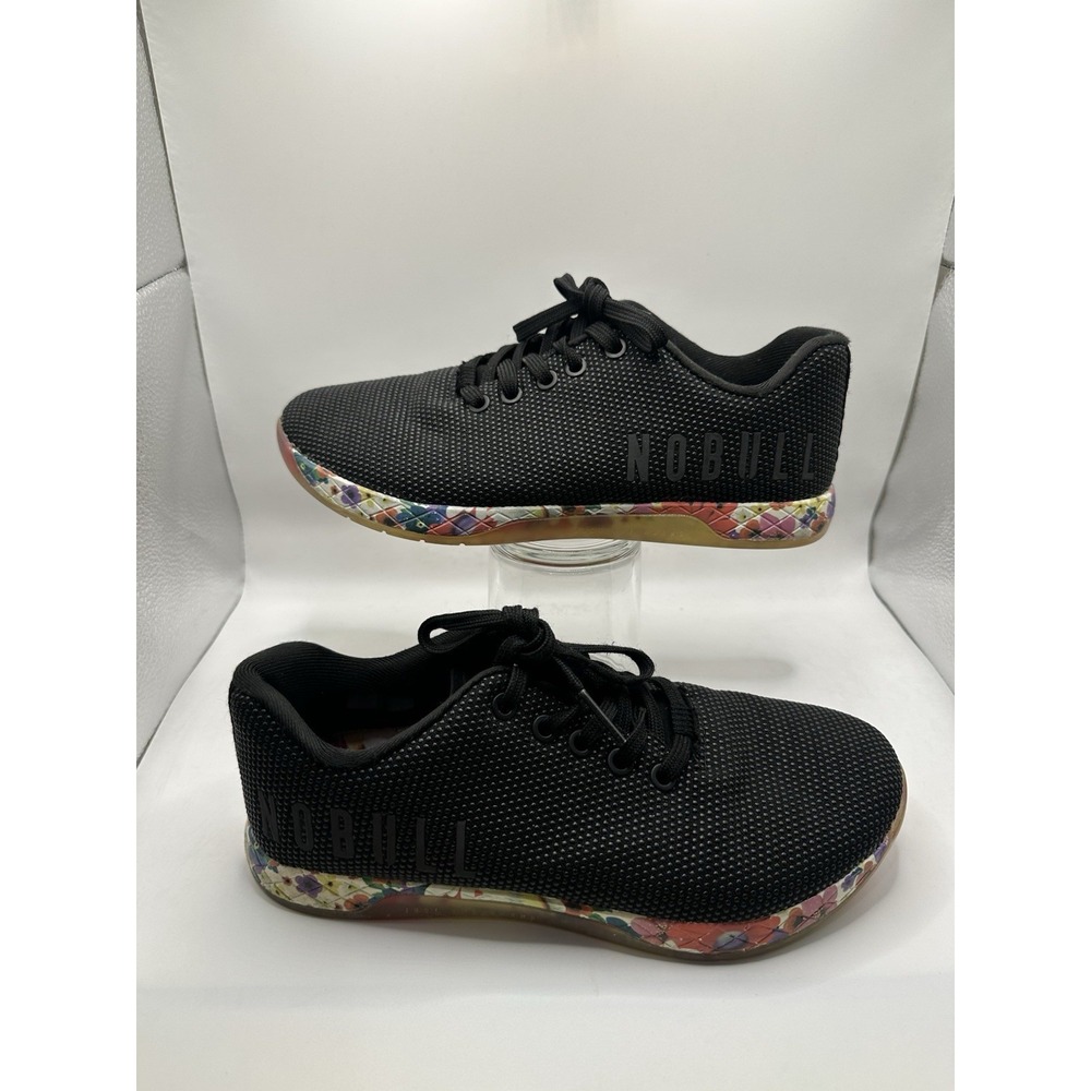 NOBULL Black Daisy Floral Trainer Low Top Sneakers Lifting Shoes Women's Sz 8